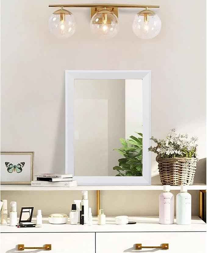 AAZZKANG Rectangular Wall Mirror Decorative Wood Framed Mirrors for Farmhouse Bedroom Bathroom Living Room Entryway Hanging Home Decor Small