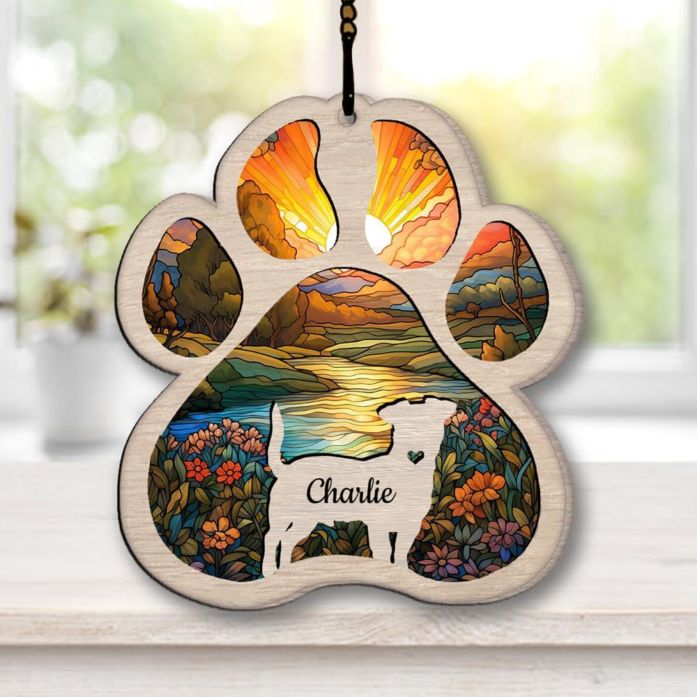 Personalized Irish Water Spaniel Suncatcher Dog Memorial Gifts, Custom Irish Water Spaniel Ornament Christmas Tree, Pet Remembrance Gift, Loss of Dog Sympathy Gift, Pet Loss Suncatcher