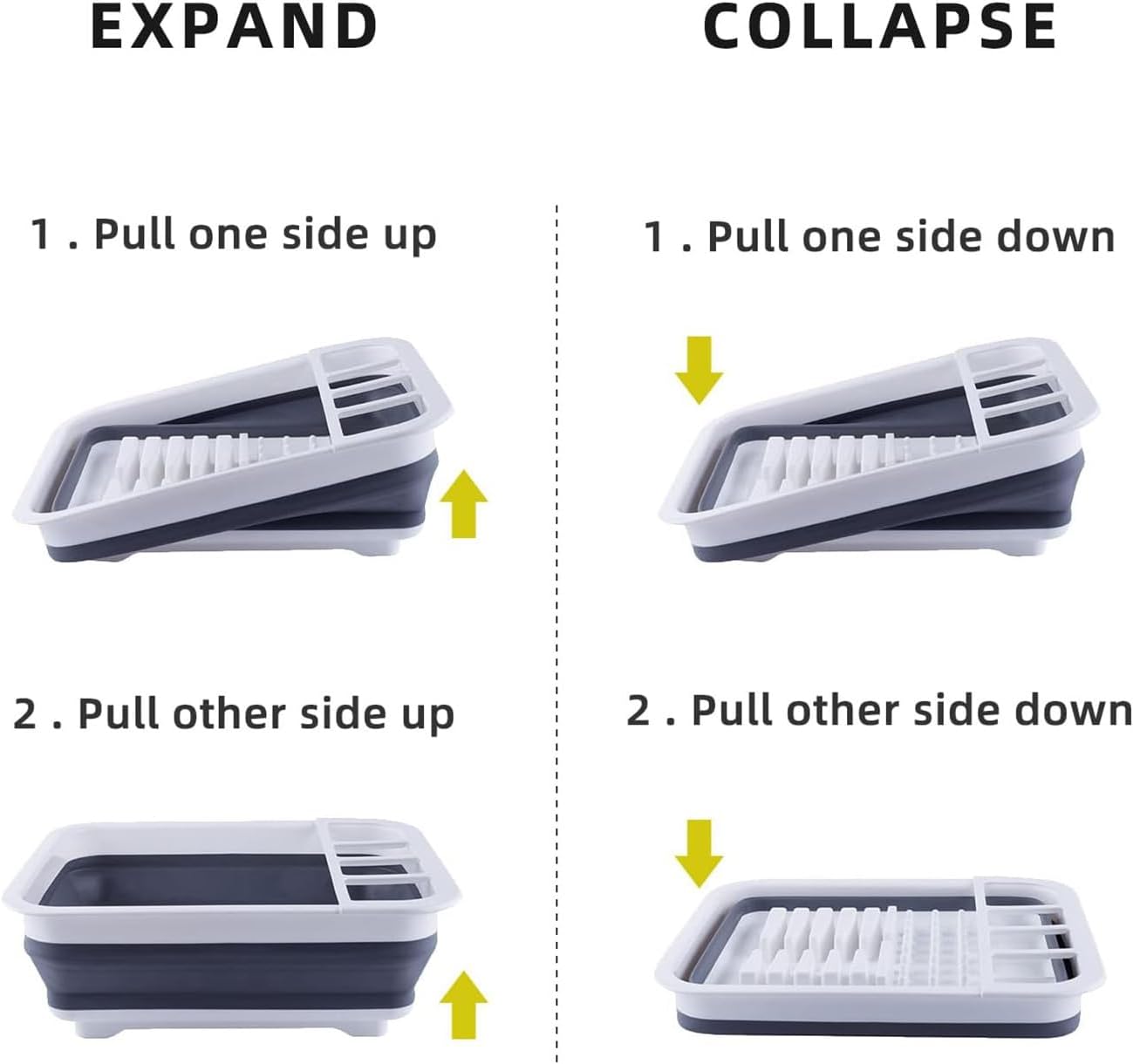 THANSTAR Collapsible Dish Drying Rack for RV Kitchen, Foldable Drainer Organizer for Kitchen Countertop, Space Saving Portable Dish Rack for Campers, Travel Trailer & Small Spaces, Easy Storage, Grey