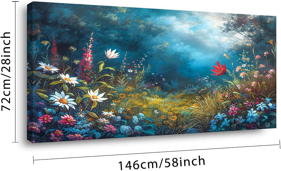 LASMOND Beautiful Colorful Grassland in Forest Landscape Wall Art Decor Artwork for Bedroom (30x60 Inches)