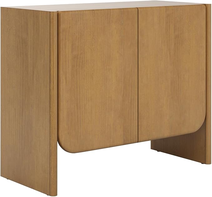 Nathan James Jacala Mid Century Modern Entryway Storage Cabinet with Doors, Living Room Accent Cabinet with Wood Frame, Light Brown