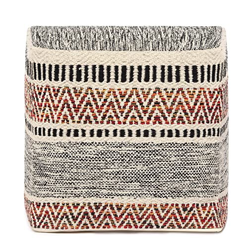 Pouf Ottoman with Filler Textured Storage Cube Bean Bag Pouffe Footrest for Living Room