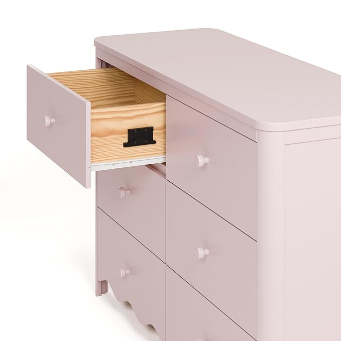 Storkcraft Casablanca 6 Drawer Dresser (Blush) – GREENGUARD Gold Certified, Nursery & Kids' Bedroom with Spacious Storage, Safety Interlocking Drawer System, Easy Assembly with Pre-Installed Tracks