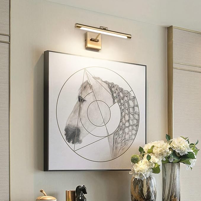 Joosenhouse LED Picture Lights for Paintings Bronze Finish 16.53" Long Swing Arm Display Wall Art Light 7W Gallery Hallway Lighting Over Pictures,Hardwired Connection 3000K