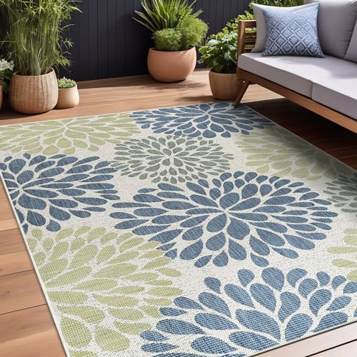 Outdoor Rug 6x9 Modern Exotic Tropical Leaf Area Rugs for Indoor and Outdoor Patio Deck Porch Garden Water Resistant Washable Outside Carpet