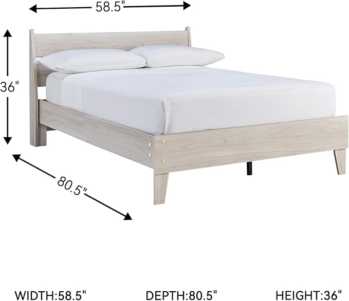 Signature Design by Ashley Socalle Casual Full Panel Platform Bed, Foundation or Box Spring Not Needed, Light Brown