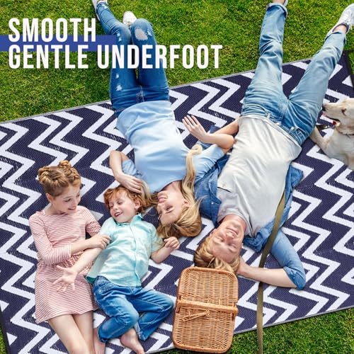 Outdoor Rug 6x9 ft Waterproof Reversible Chevron Mat