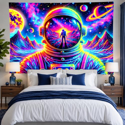 Blacklight Tapestry Space Astronaut UV Backdrop 78 x 59 Inch