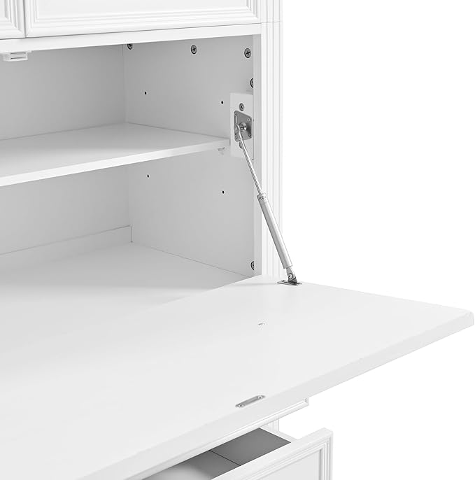 Merax 78 Inch Extra-Tall Freestanding Kitchen Pantry Storage Cabinet, Multifunctional Cupboard with 3 Drawers, Adjustable Shelves & Power Outlet Drop-Down Surface for Dining and Living Room, White