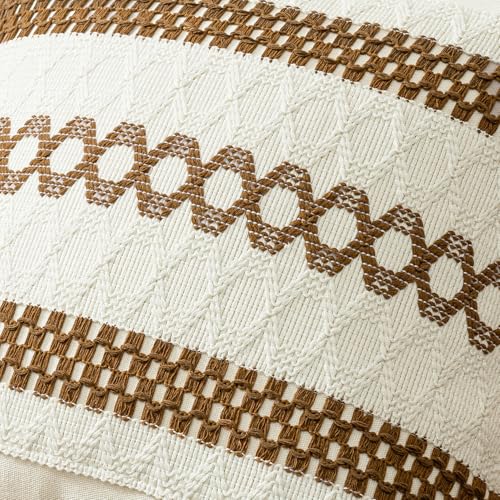 Set of 2 Coco Brown Boho Decorative Pillow Covers 20x20 Inch (2 Count)