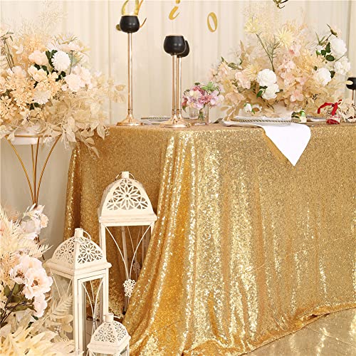 Sequin Tablecloth 90x132 Inch Gold for Wedding Party