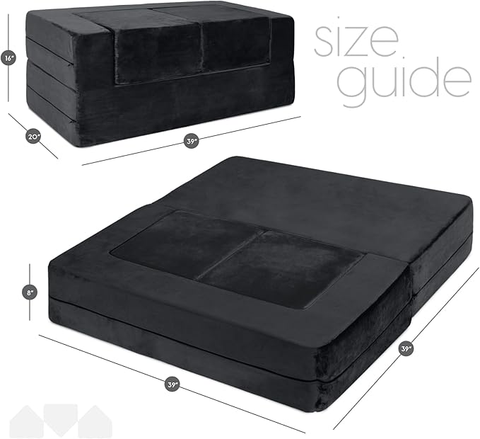 Milliard Kids Couch - Modular Kids Sofa for Toddler and Baby Playroom/Bedroom Furniture (Black) with Bonus Pillow