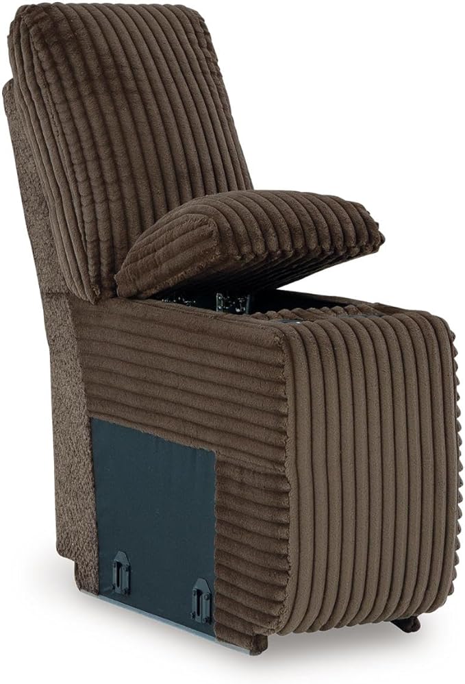 Signature Design by Ashley Top Tier Casual Manual Left-Arm Facing 4-Piece Reclining Sectional with Chaise, Console, Storage, 2 Cup Holders and 4 Accent Pillows, Dark Brown