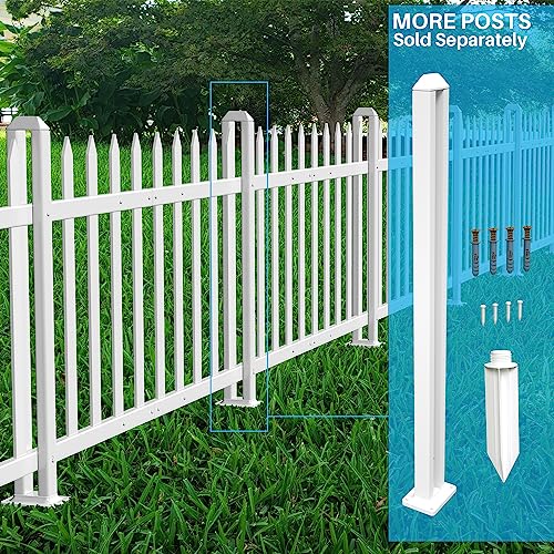10 Sets White Vinyl Picket Fence Panels 36" H x 84" W PVC Garden Fences Plastic Decorative for Yard Porch Deck Pool Dog Temporary Fencing