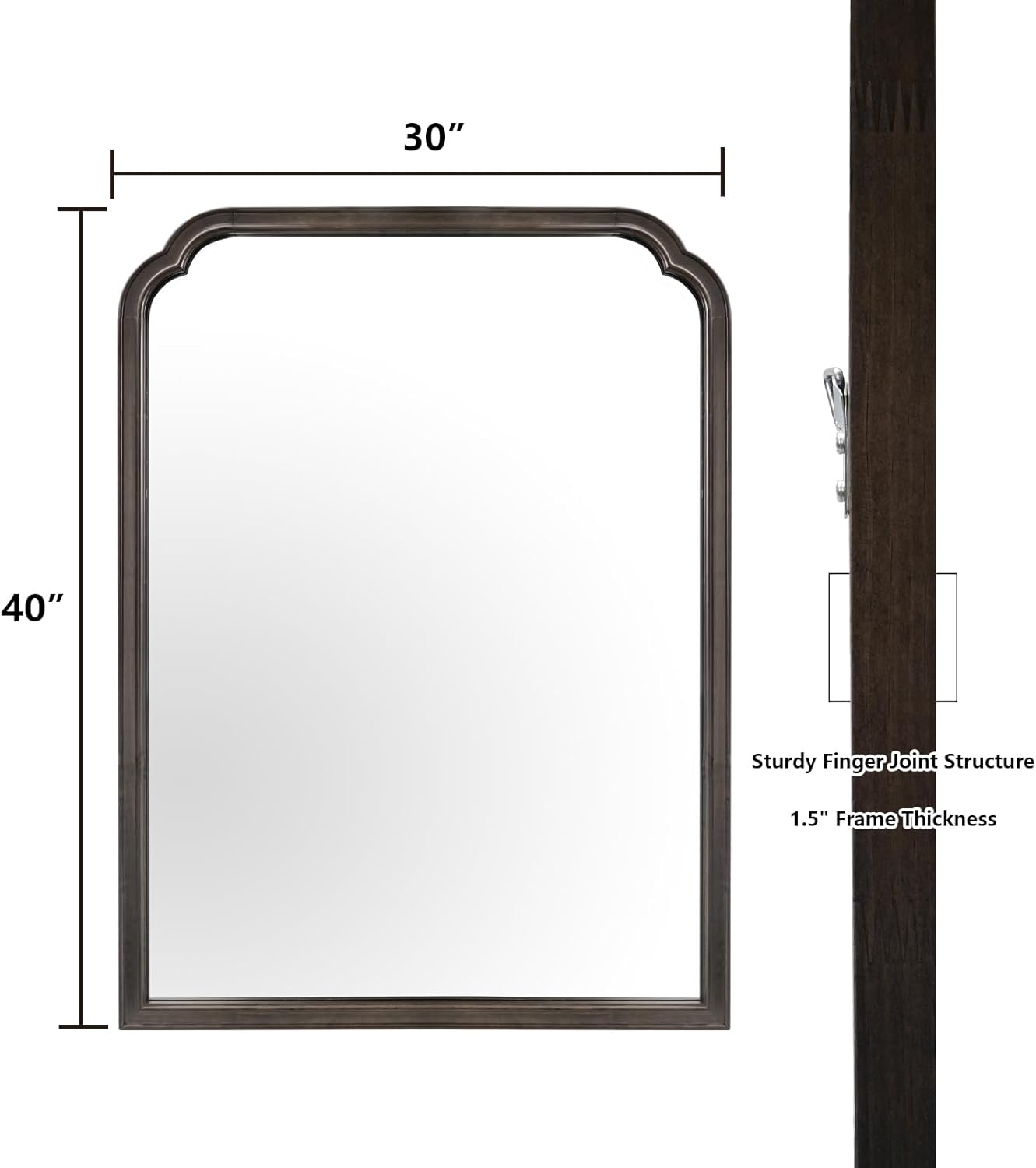 WallBeyond Wood Bathroom Mirrors for Wall Mounted, 30" x 40" Rustic Wood Frame Wall Mirrors Decorative for Living Room or Bedroom Vanity Mirror (Black)