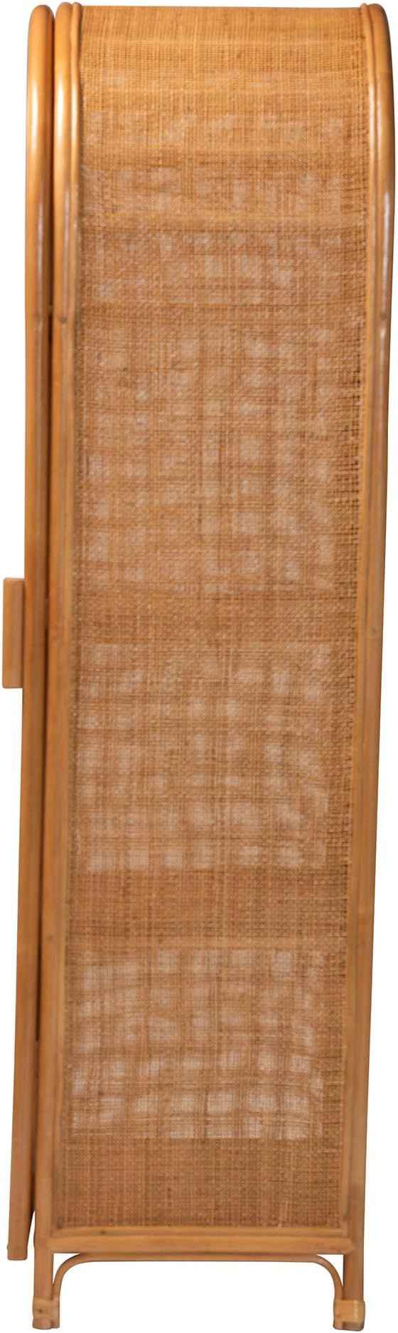 Bali & pari Paloma Arched Rattan Accent Cabinet with Shelves - Handwoven Cane Display Unit with Door, Boho Chic Decorative Furniture Piece for Living Room Entryway or Sunroom, 1-Door