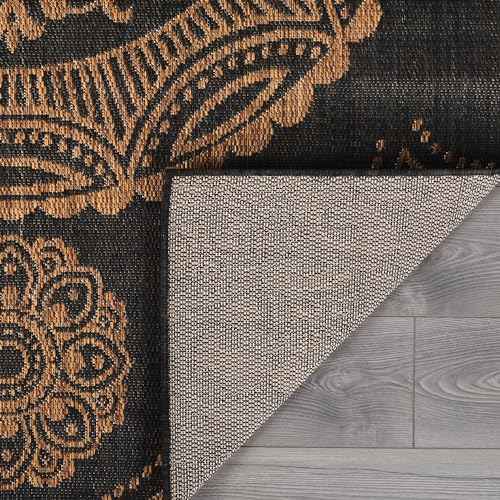 Medallion Outdoor Rug 5x7 Washable Outside Carpet for Indoor Patio Porch Waterproof Easy Cleaning Non Shedding Area Rugs Nut Brown 5 x 7