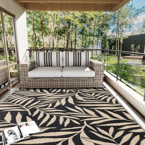 Outdoor Rug 6x9 ft Waterproof Reversible Leaf Mat (54 Sq Ft)
