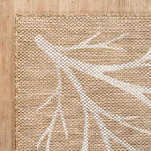 Washable Indoor Outdoor Rug 5x7 Modern Area Rugs Branch Pattern Non Shedding Waterproof Easy Clean Patio Deck Porch Living Room Bedroom Garden RV (35 Sq Ft)