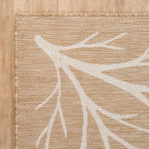 Washable Indoor Outdoor Rug 10x14 Modern Area Rugs Branch Pattern Non Shedding Waterproof Easy Clean Patio Deck Porch Living Room Bedroom Garden RV (140 Sq Ft)