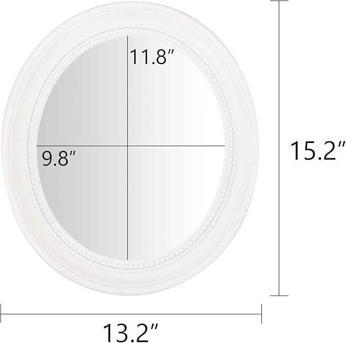 Funerom Oval Bathroom Mirror Bedroom Mirror wall Mirror (White, 15.2" L x 13.2" W)