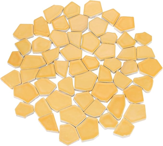uxcell 500g/1.1LB Irregular Ceramics Mosaic Tiles, 2.3-4.2 cm Bulk Stained Ceramic Mosaic Pieces Stones Mosaic Kits for DIY Art Craft Projects Home Decor, Orange