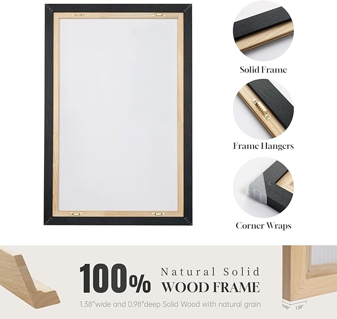 Framed Boho Neutral Abstract Wall Art, 3 Piece Canvas Prints Paintings Artwork for Walls, Large Minimalist Brown Beige Gold Geometric Pictures for Living Room Hallway Bedroom Office Wall Decor 16x24