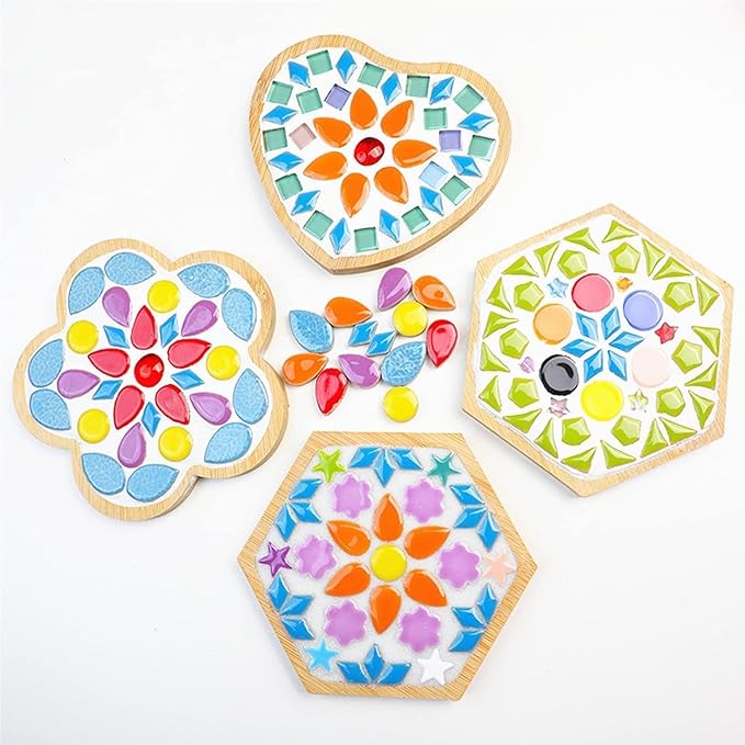 500g/1.1lb Random Color Irregular Ceramics Mosaic Tiles,DIY Making Creative Ceramic Mosaic Tiles for DIY Craft Plates Flowerpots Vases Cups Mosaic Making Supplies (7 Shapes Mixed Color)