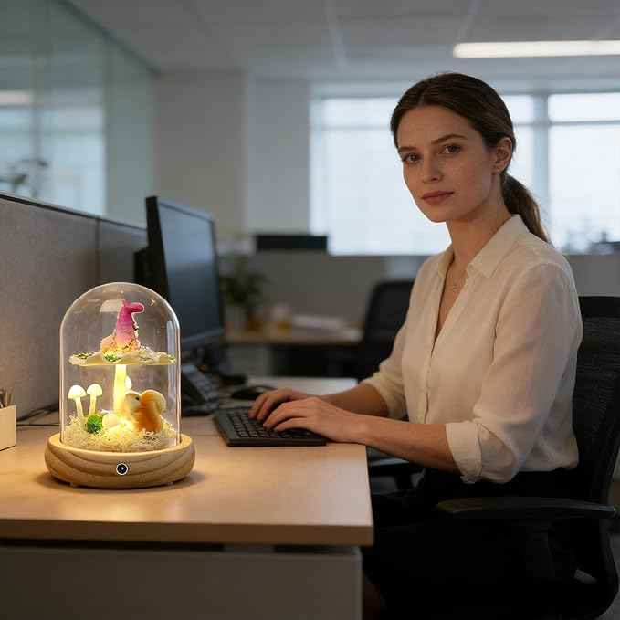 QUELIEN Mushroom Lamp,Mothers Day Mom Gifts for Mom,Light Up Mushroom in Glass Dome,Birthday Party Decorations,Ideal Birthday Gift,GirlfriendGift