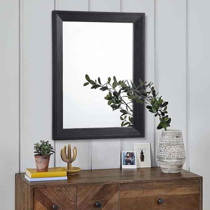 AAZZKANG Black Mirrors for Wall Rectangle Wood Framed Large 20"x16" Decorative Wall Mirror for Bedroom Bathroom Living Room Dressing Room Entryway