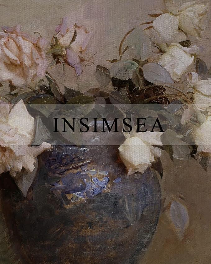 InSimSea Framed Canvas Wall Art Vintage Decor, Room Decor Large Artwork for Roses Floral Paintings Framed Wall Art Prints for Office Kitchen Bathroom Decorations, 16"x24"