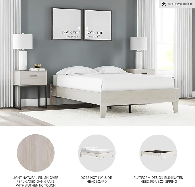 Signature Design by Ashley Socalle Casual Platform Bed, Full, Natural Beige