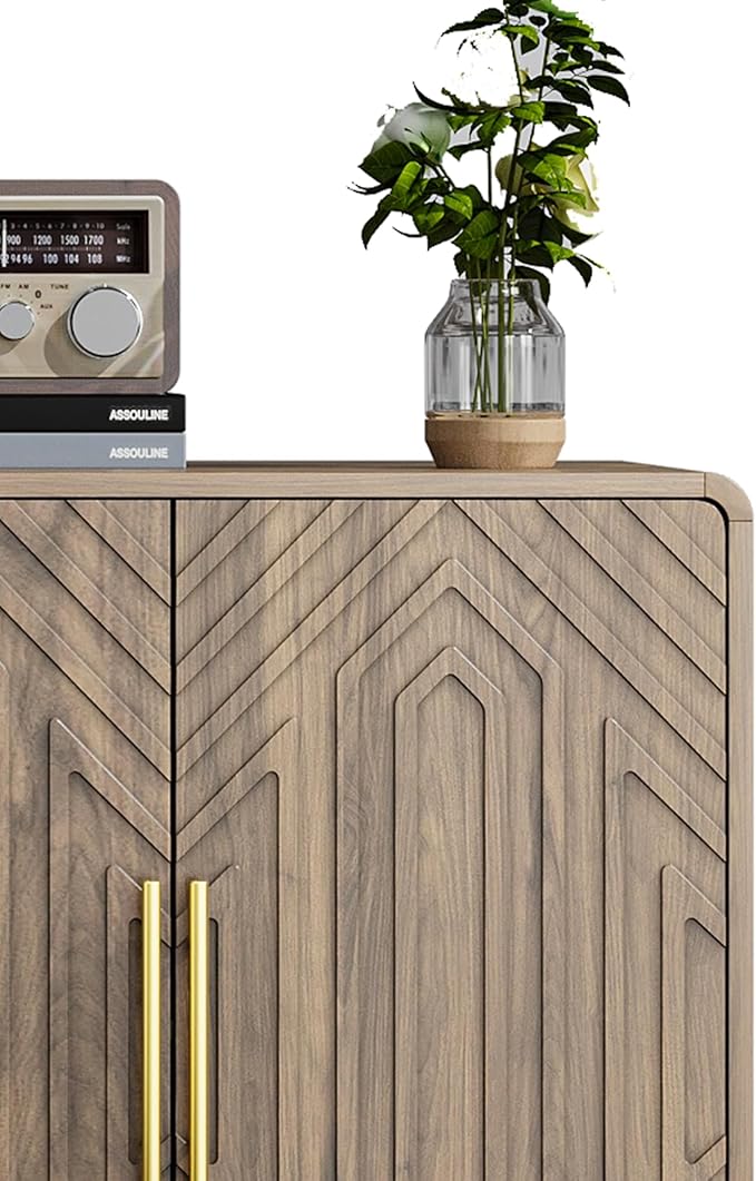 Ball & Cast 55" Modern Sideboard Cabinet with Storage, Carved 4-Door Buffet w/Adjustable Shelves & Solid Wood Legs, Credenza & Accent Cabinet for Living Room, Entryway, Kitchen,Dining Room,Walnut