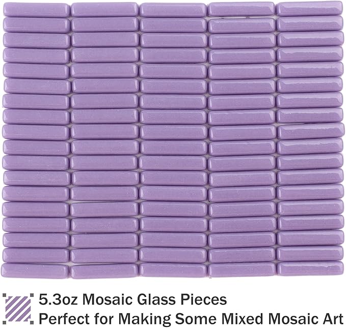 Youway Style Purple Mosaic Tiles for Crafts Bulk,150g Strips Shapes Mosaic Glass Pieces,Glass Mosaic Garden Craft Kit