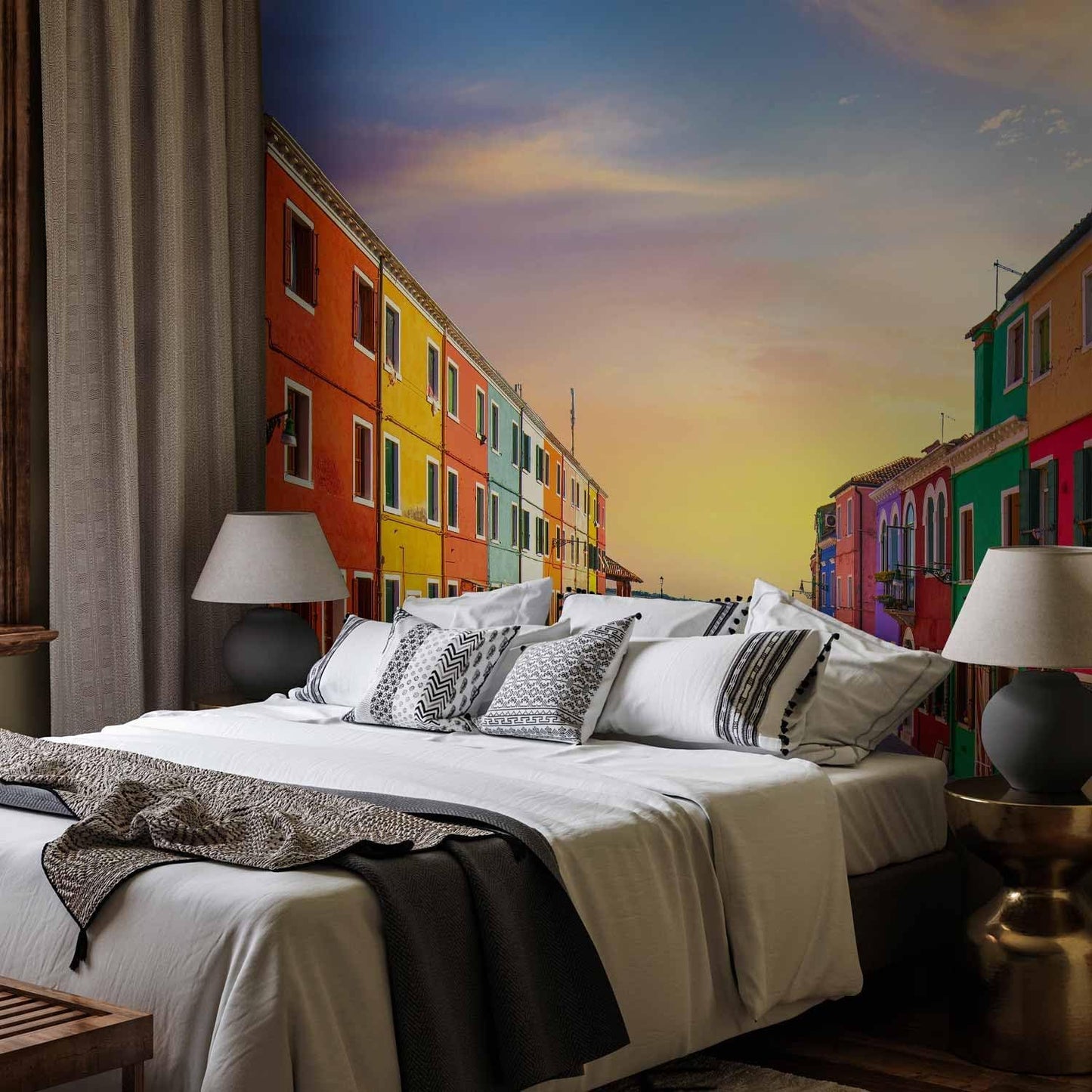 artgeist Wall Mural Architecture 216x98 in - XXL Non-Woven Corner Wallpaper Fleece Angle Wall Decor Photo Print Picture Image Design Modern City Lake House Like Painted d-B-0295-a-a