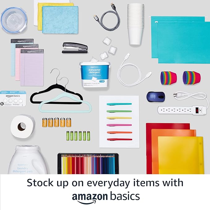 Amazon Basics 4-Shelf Steel Wire Rack, 13.4 D x 23.2 W x 48 H in, Black | Sturdy, Adjustable, Easy Assembly, Storage