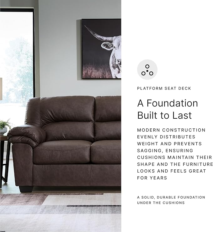 Signature Design by Ashley WalkerPoint Contemporary Sofa with Removable Cushion, Dark Brown