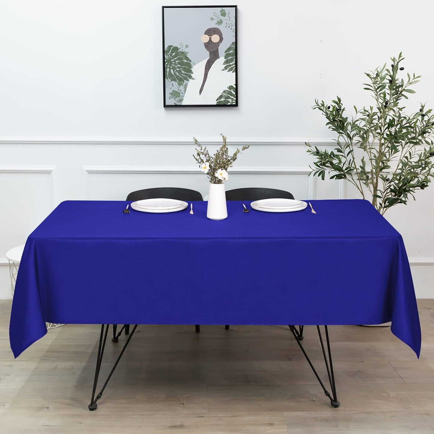 sancua Square Tablecloth - 60 x 60 Inch - Stain and Wrinkle Resistant Washable Polyester Table Cloth, Decorative Fabric Table Cover for Dining Tables, Buffet Parties and Camping, Royal Blue