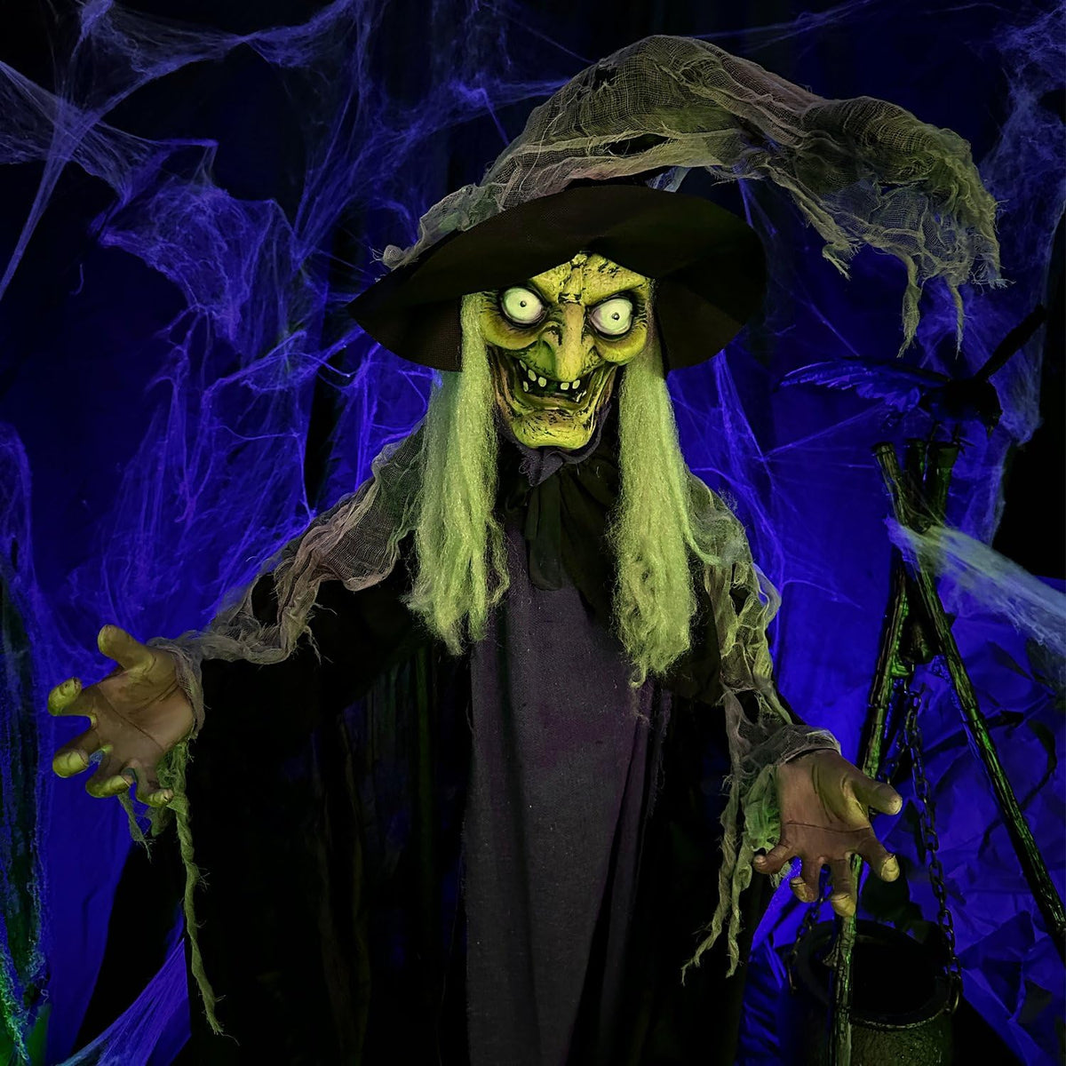 Life Size Poseable Scary Talking Witch (75" Standing Witch)