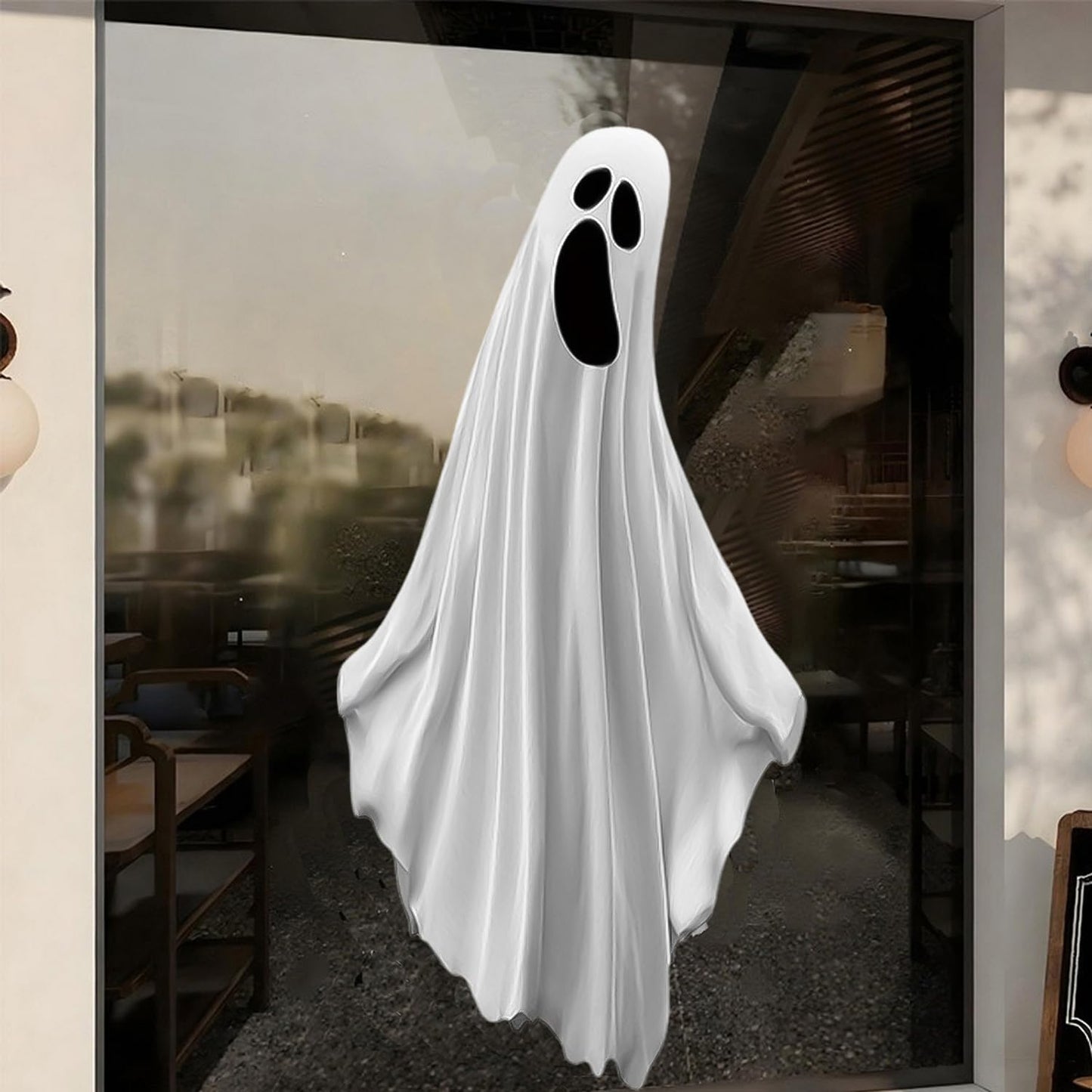 Halloween Window Clings for Glass 1 Sheets Ghost Reusable Window Decals Spooky Window Stickers for Halloween Fall Party Supplies Home School Office Glass Decorations