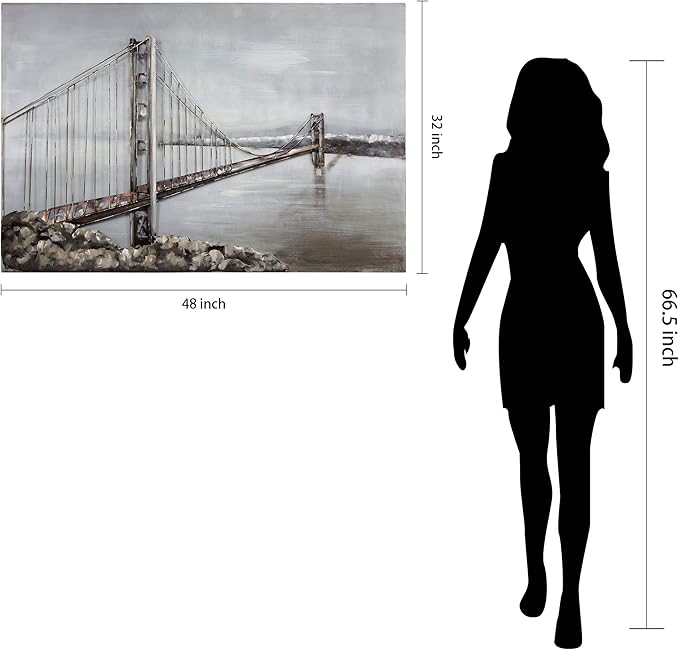 Empire Art Direct Golden Gate Bridge Metal, Hand Painted Primo Mixed Media Iron Sculpture, Decor, Ready to Hang,Living Room, Bedroom ＆ Office 3D Wall Art, 32" x 48" x 2.4"
