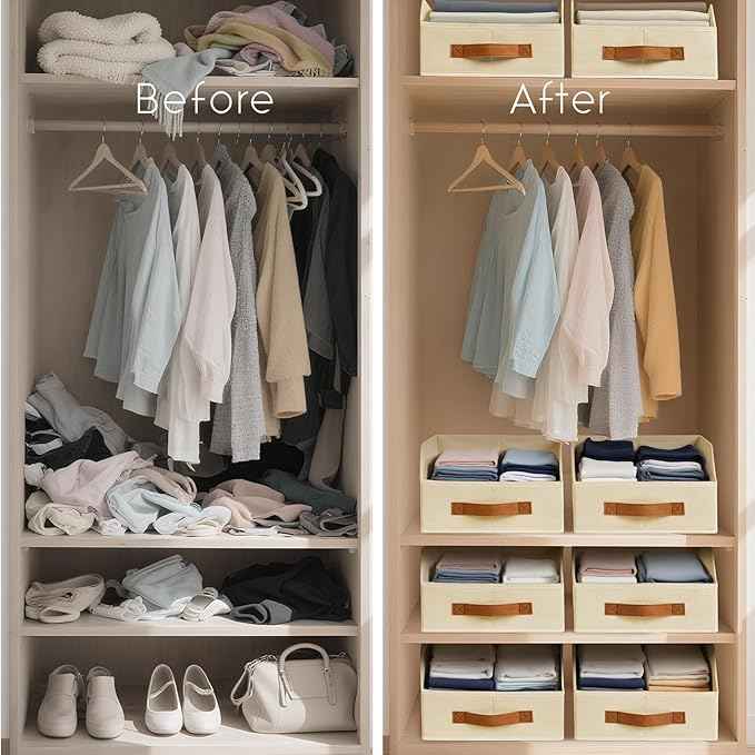 6 Pack Fabric Storage Bins for Organizing 8 Pack Closet Organizers and Storage