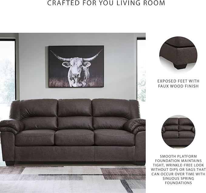 Signature Design by Ashley WalkerPoint Contemporary Sofa with Removable Cushion, Dark Brown