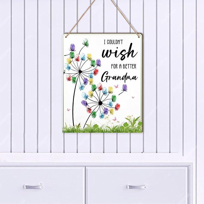 Dandelion DIY Custom Mothers Day Gift For Grandma Fingerprint Sign, Finger Prints Grandma Craft for Baby, First Mothers Day For Grandma, Memory Keepsake Kids Activity PreK Preschool (Wish Grandma) -26