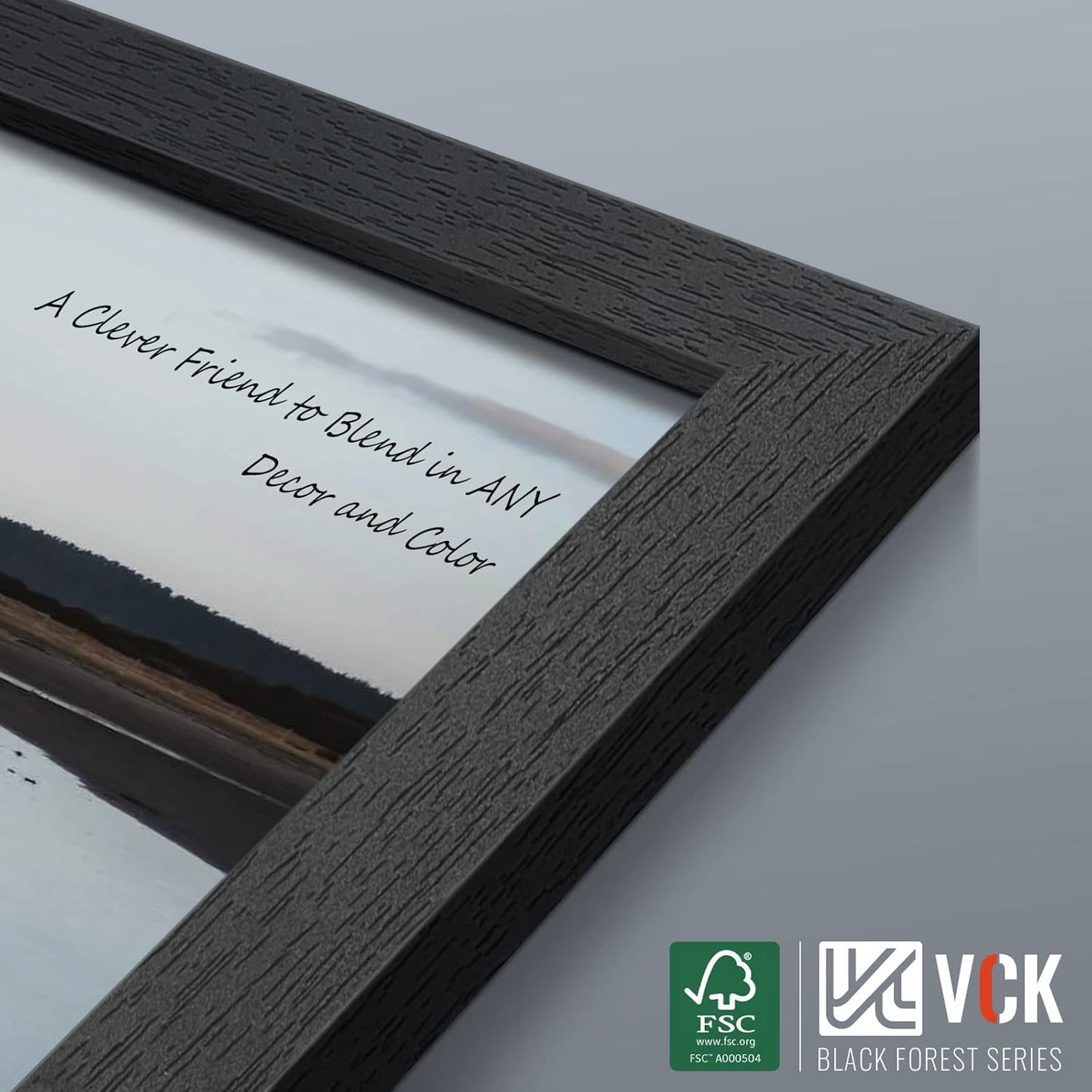 VCK 16x24 Poster Frames Set of 3, Black Solid Wood Picture Frame, Textured Exclusive Wall Gallery Frame