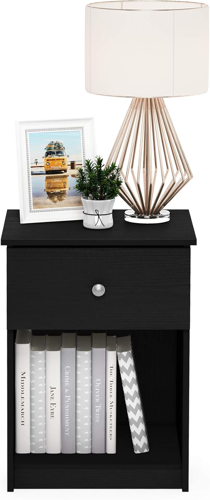 Furinno Tidur Nightstand, Black Oak, Americano, 2-Pack
