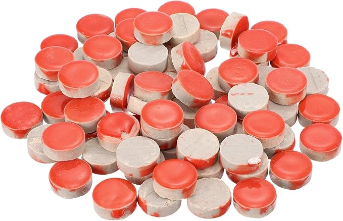 MECCANIXITY 200g Ceramic Mosaic Tiles for Crafts Bulk, Round Red Ceramic Tiles for Mosaic Kits Garden Stepping Stone Cup Mat