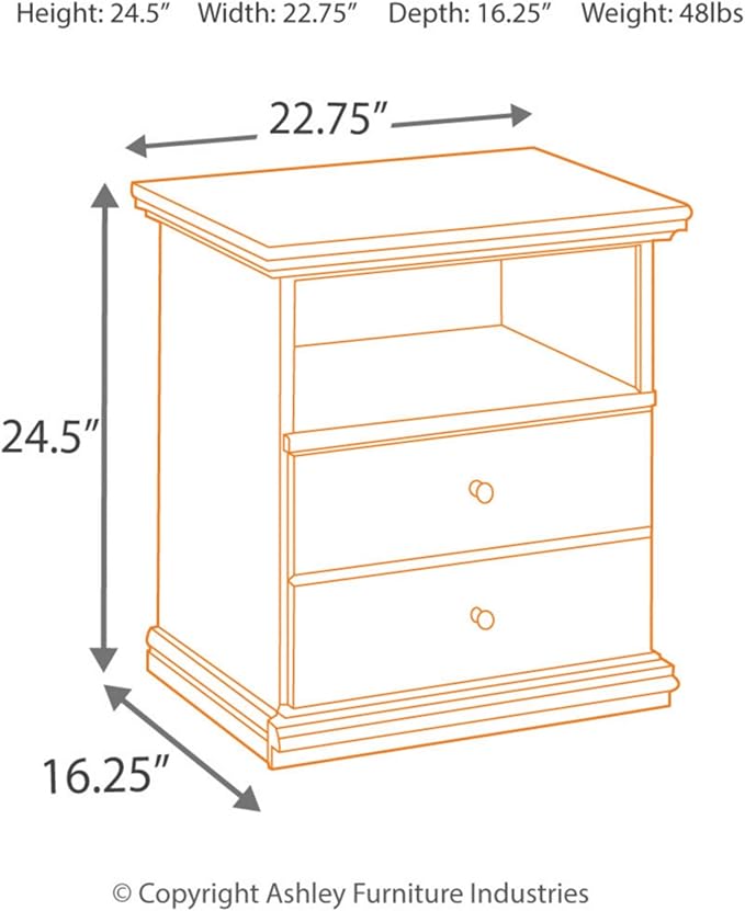 Signature Design by Ashley Maribel Children's Traditional 1 Drawer Nightstand with 1 Storage Cubby, 24.37" Tall, Black