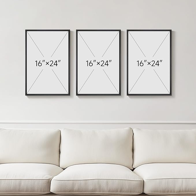 3D Textured Framed Neutral Abstract Wall Art for Bedroom, 3 Piece Modern Artwork for Walls, Minimalist White and Brown Geometric Wall Paintings for Living Room, Dining Room, Lounge Wall Decor 16x24 In