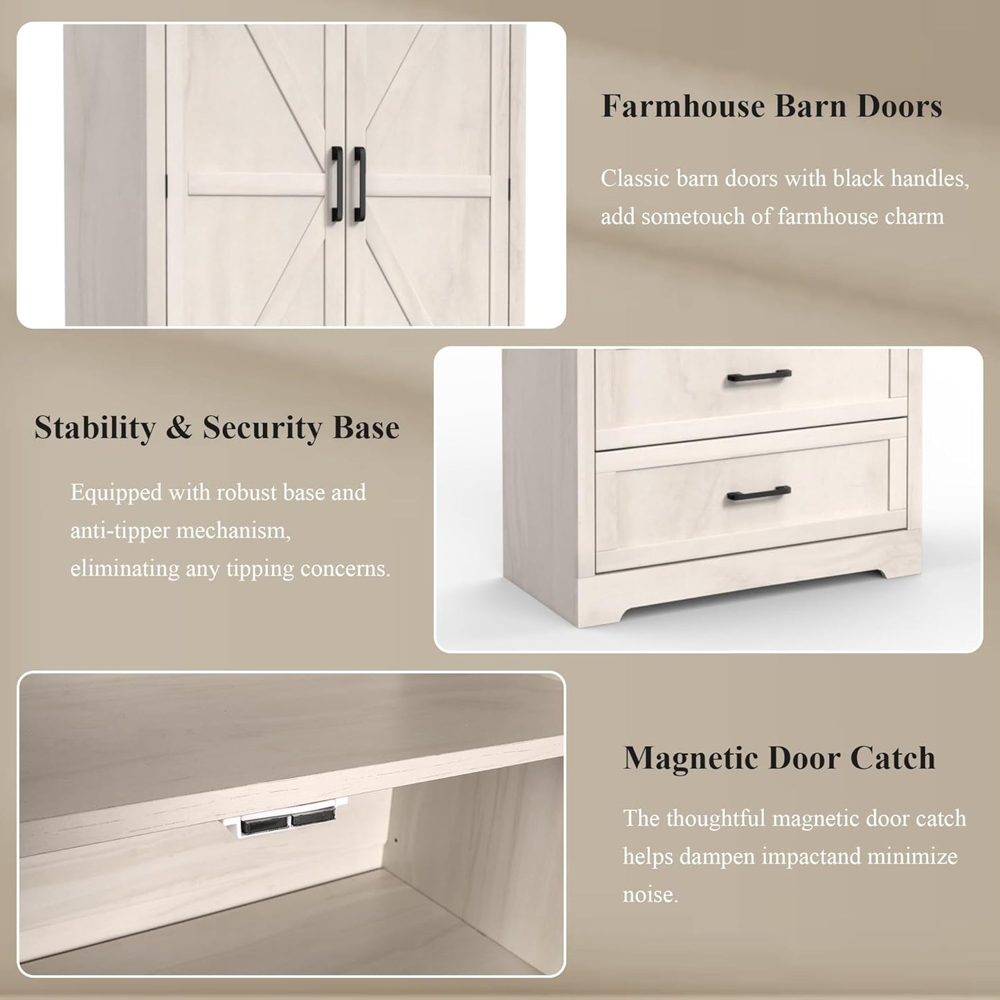 71" Kitchen Pantry Storage Cabinet, Barn Doors Tall Storage Pantry Cabinet with Drawers & Adjustable Shelf, Modern Farmhouse Cupboard Wood Pantry for Kitchen, Living Room, Dining Room, Oak Beige - Décor Diaries